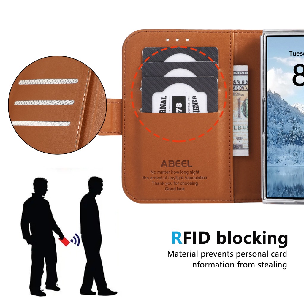 RFID Blocking Card Holder Wall - Leather Wallet Card Holder Phone Cover recension och pris